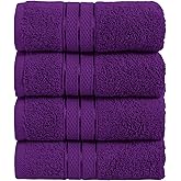 Elegant Comfort Three Line Popcorn Towel Set for Bathroom 16 x 28 inches, Premium Hotel Quality 4-Pack Hand Towels, 100% Turkish Cotton, Soft and Durable, Quick Dry and Highly Absorbent, Purple