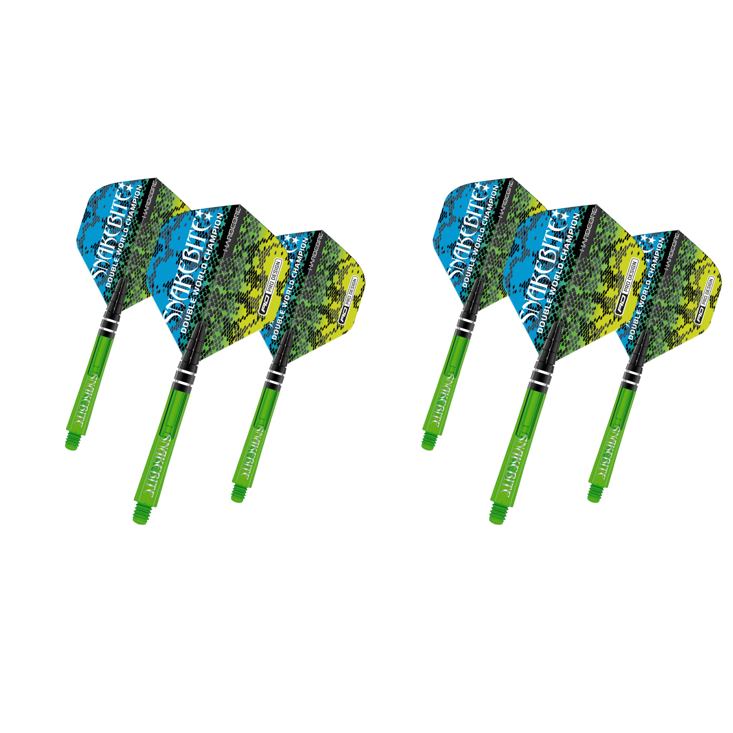 RED DRAGON Peter Wright Snakebite Hardcore Dart Flight and Nitrotech Dart Shaft Combo - 2 sets per pack