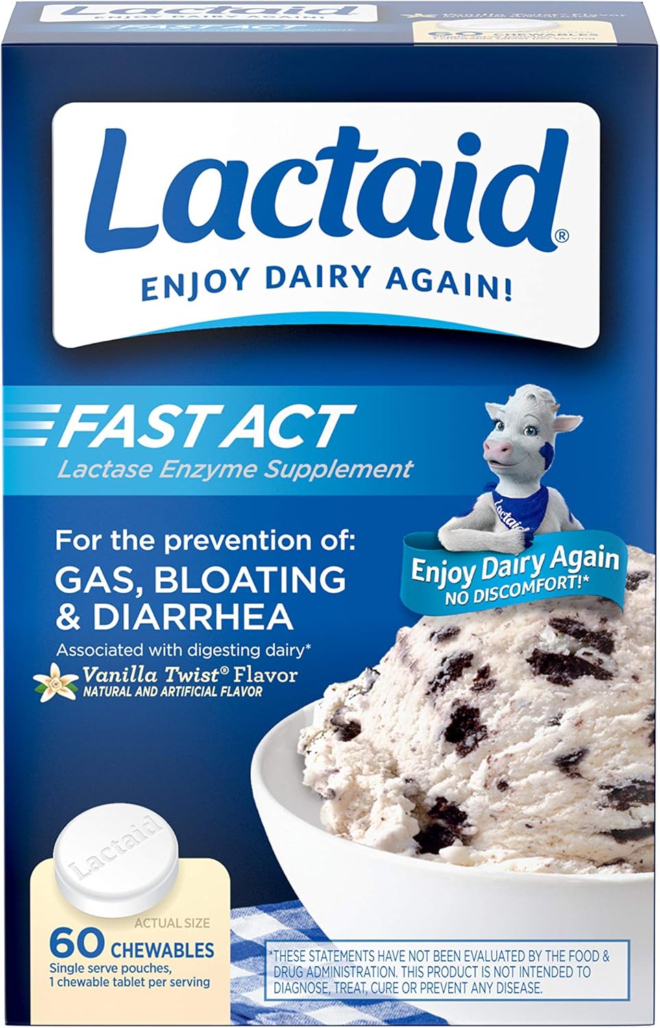 Lactaid Fast Act Lactose Intolerance Chewables with Lactase Enzymes