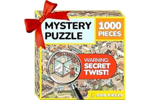 Odd Pieces Jigsaw Puzzles 1000 Pieces with Storytelling Comics, for Women, White Elephant, Mystery Puzzle for Adults & Kids - 19.7'' x 27.6'' Frameable Magic Puzzle Art (Snack Attack)