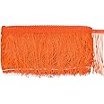 M METERXITY Chainette Fringe Trim, 5 Yards of 4" Polyester Braid Tassel Trim for DIY Crafts/Latin Dress/Lamp Shade Decoration/Wedding Dress/Sewing/Clothing Fringe Thread Yarn [Orange Red]