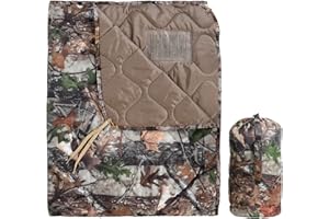 Lenotos Woobie Blanket, Thermal Insulated Military Poncho Liner, Water-Resistant, Portable, Insulation, for Hiking, Survival with Compression Carry Bag (Tree Camo Bionic)