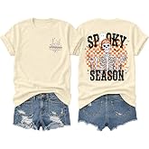 Tewmeu Halloween Shirts for Women Spooky Season Shirt Ghost Pumpkin Tshirt | Tewmeu Womens Halloween Shirts,Halloween Pumpkin Shirts,Tie Dye Spooky Graphic Tees,Halloween Horror Nights Apparel