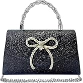 LJMBOEN Women Evening Bag Sparkly Bow Clutch Purses Wedding Glitter Rhinestone Clutch Bags Dressy Handbags for Party, Prom