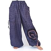 Siamrose Baggy Harem Pants Men Women, Wide Leg Yoga Lounge Trousers, Adjustable Length, 2 Pockets, One Size