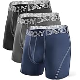 DAVID ARCHY Mens Performance Boxer Briefs 3 Pack, 3D Support Pouch & No Ride-Up Design Moisture-Wicking Sport Underwear