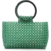 Abvokury YUSHINY Women Colored Transparent Beaded Acrylic Handbag Evening Handmade Bags for Wedding Party (Green)