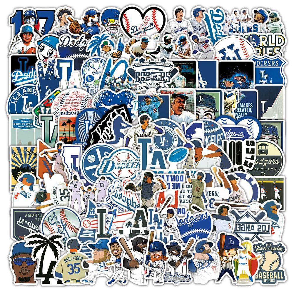 Photo 1 of 100 PCS Los Angeles Dodgerzzz Stickers Baseball Colorful Aesthetic Decals Vinyl Sticker Waterproof for Water Bottle Computer Laptop Luggage Phone Car Skateboard Bumper 2-3 inches