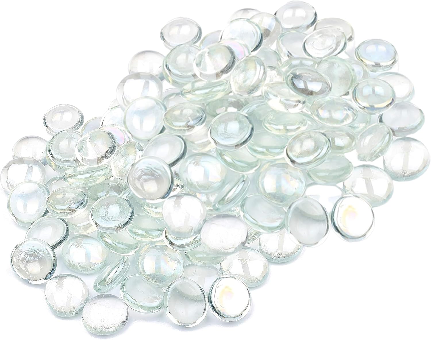 Vase Fillers - ARSUK Flat Glass Marbles Decorative Pebbles Mosaic Beads Gems Vase Fillers Floral Stones Aquarium Decor (2 LB, Transparent)