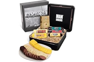 ManSnacks Deluxe Sausage and Cheese Gift Basket for Men | Gourmet Variety of Summer Sausages, Wisconsin Cheeses and Crackers in a Manly Gift Tin