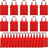 Sumind 24 Pcs Ladybug Party Favors Bags Fall Lady Bug Goodie Gift Bags with Handles Red Black Polka Dot Non Woven Pouch for Ladybug Birthday Party Decoration Supplies