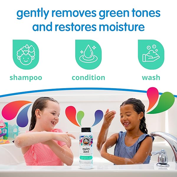 SOCOZY KIDS SWIM 3-IN-1 SHAMPOO, CONDITIONER & BODY WASH – 3-IN-1 COMBO POOL SHAMPOO & CONDITIONER FOR SWIMMERS – SALT & CHLORINE REMOVING ACTIVATED CHARCOAL