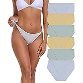 ANLIQI High Cut String Bikini Panties Stretchy Soft Modal Low Waist Underwear Ladies Hipster Panties Multi Pack