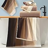 Brown Towels for Bathroom - 100% Cotton | 480GSM | Soft | Absorption | Breathable, 8 Pieces Towel Set, 2 Bath 28"x52", 2 Hand 16"x27", 4 Washcloths 13"x13", Fancy Decorative Towels, Beige and Brown