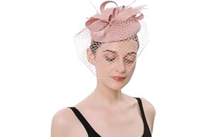 Focupaja Fascinators Hats Women Pillbox Hat Feathers Derby Headband Wedding Headwear Tea Party Hair Clip 20s 50s Top Hat