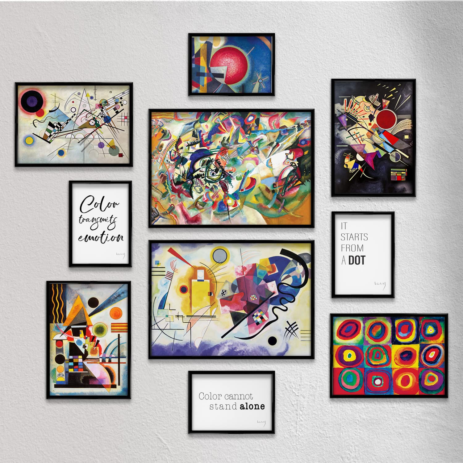 Giallobus - Set of 10 wall posters - Vassily Kandinsky - Kandinsky Collection 1 - Coated paper - | 2 x A3 42x30cm | 4 x A4 30x21cm | 4 x A5 21x15cm | - WITHOUT FRAMES - Modern paintings living room