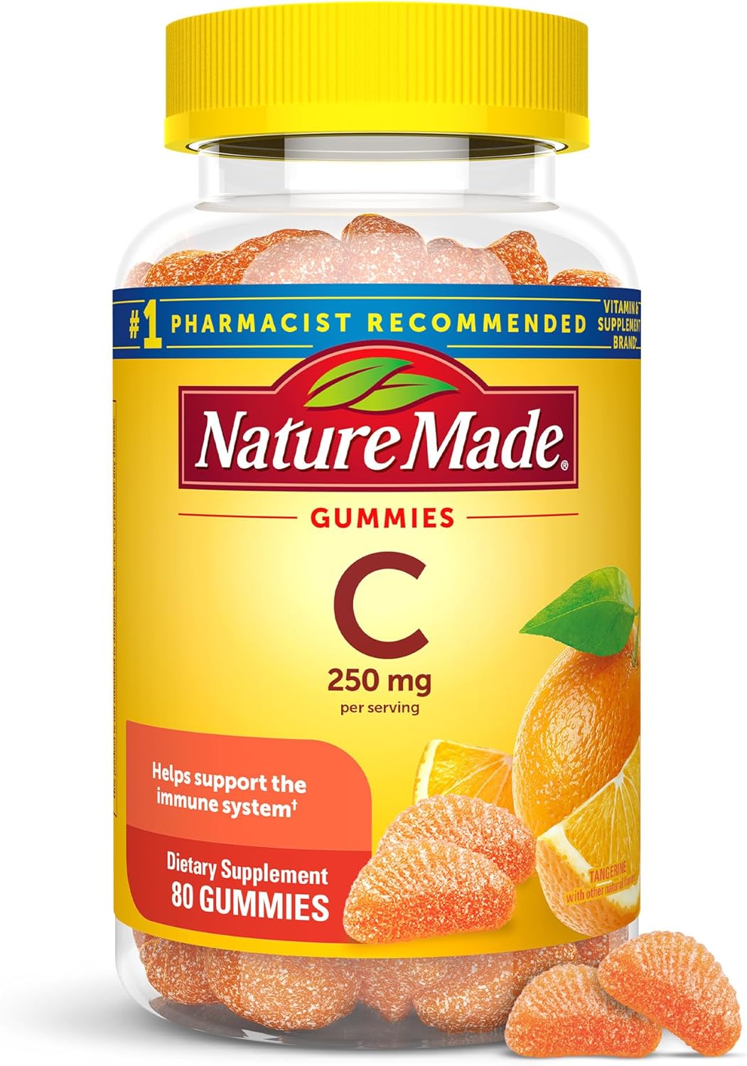 Nature Made Vitamin C 250 mg Per Serving, Dietary Supplement for Immune Support, Vitamin C Gummies for Adults, 80 Gummies, 40 Day Supply