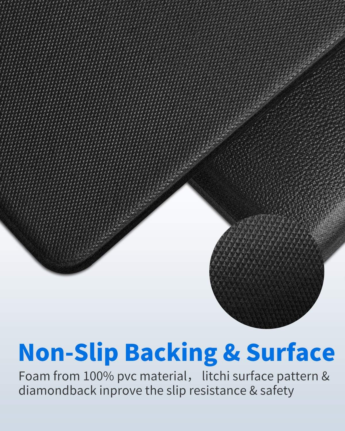 Kitchen Mats for Floor Anti Fatigue, 100% PVC Kitchen Rug 1/2 inch Thick, Non-slip Extra Support Standing Pad: Kitchen & Dining