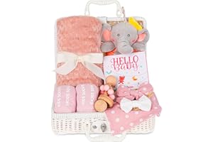 POMINEL Baby Girls Shower Gift Set New Born Baby Gifts Baby Shower Gifts Basket for New Baby Girls Baby Shower Birthday Party