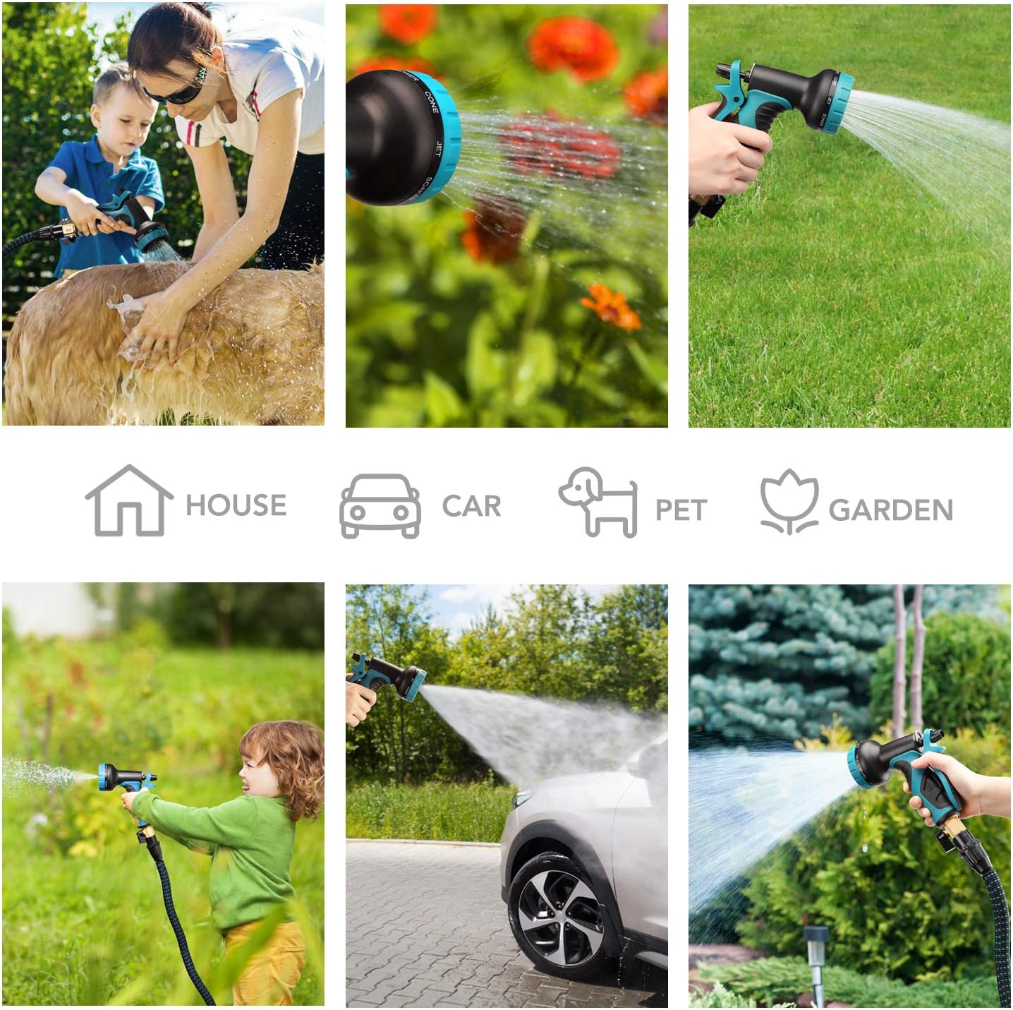 Delxo 2020 Upgrade 50FT Expandable Garden Hose Water Hose with 9-Function High-Pressure Spray Nozzle, Heavy Duty Flexible Hose, 3/4" Solid Brass Fittings Leakproof Design : Garden & Outdoor