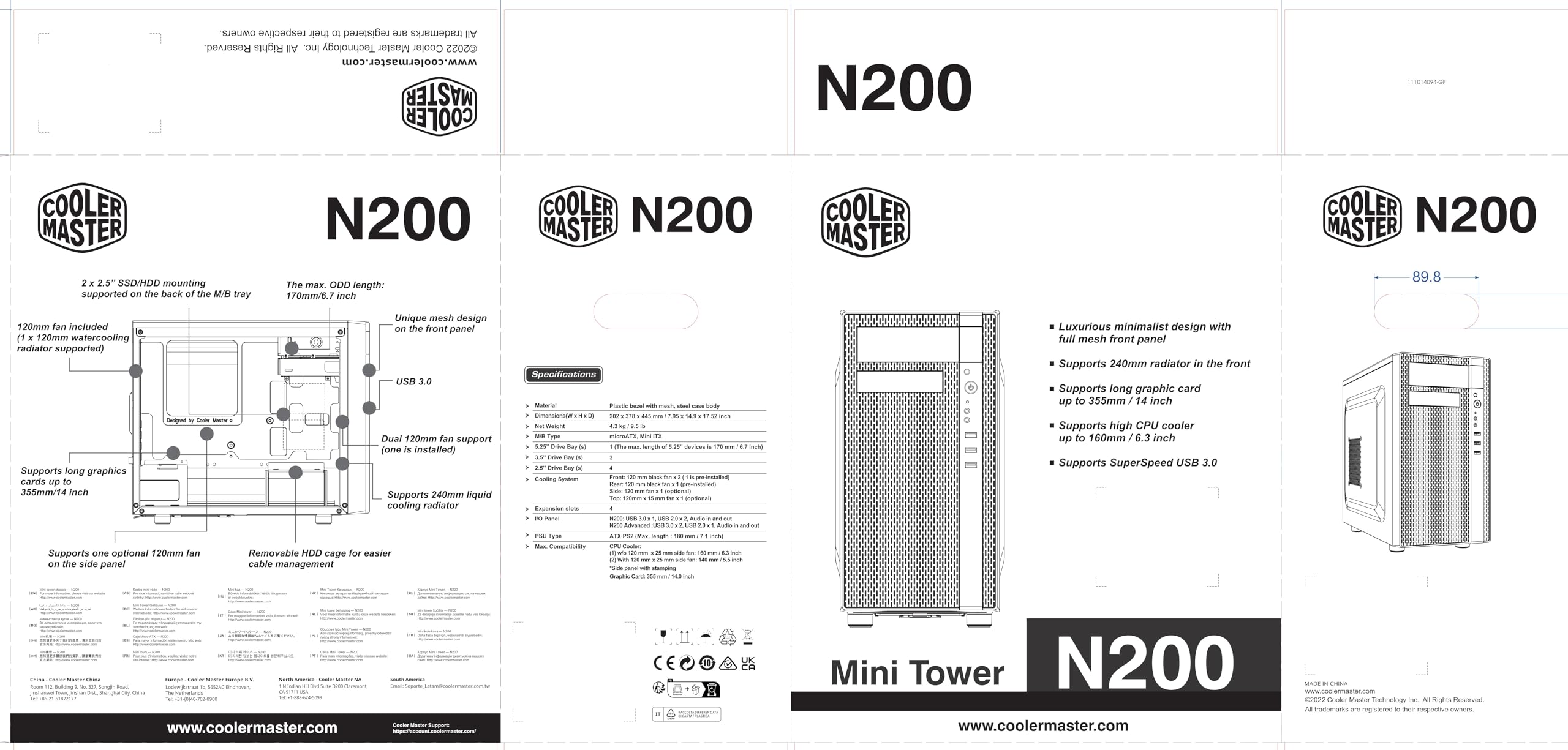 Cooler Master N200 - Mini Tower Computer Case with Fully Meshed Front Panel and mATX/Mini-ITX Support
