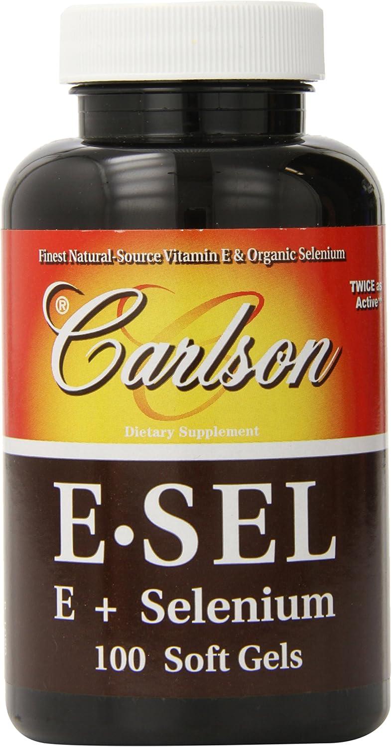 Carlson labs e-sel, vitamin E 400 with selenium 100 mcg, 100 Soft Gel (088395008016)