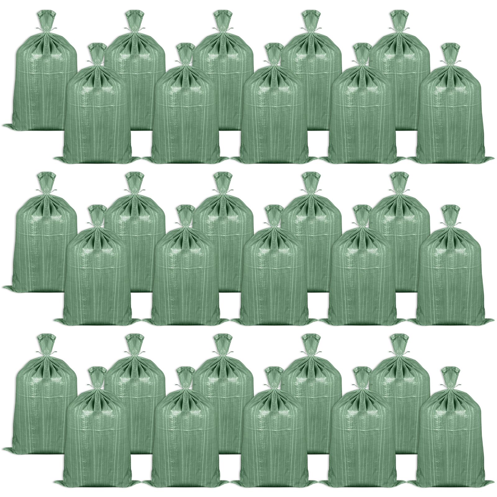 MIVIDE 30PCS Sand Bags without Sand, 50x80CM Heavy Duty Sandbag, Woven Rubble Sacks, Soil Bag,Garden Waste bag with 100 Pcs Ties for Garden Rubbish Flood Protection and Storage Green