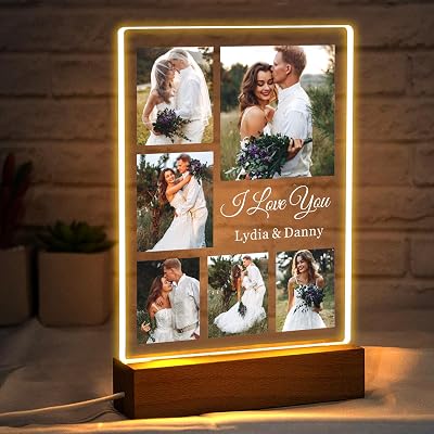 EDSG Personalised Photo Plaque Night Light Portrait-6 Photo Gift for Loved Ones