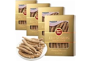 ZEN GINSENG 4 Boxes of American Wisconsin Ginseng - Small Long Root - Premium Quality Panax Ginseng. Boosts Body Immunity, Energy for Men & Women (16oz)