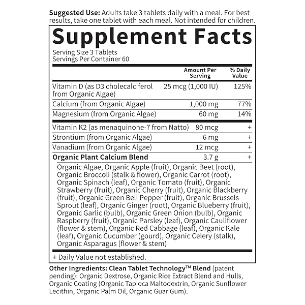 GARDEN OF LIFE CALCIUM SUPPLEMENT WITH MAGNESIUM & ORGANIC VITAMIN D3 K2, MADE FROM WHOLE FOODS, GLUTEN-FREE, 180 COUNT