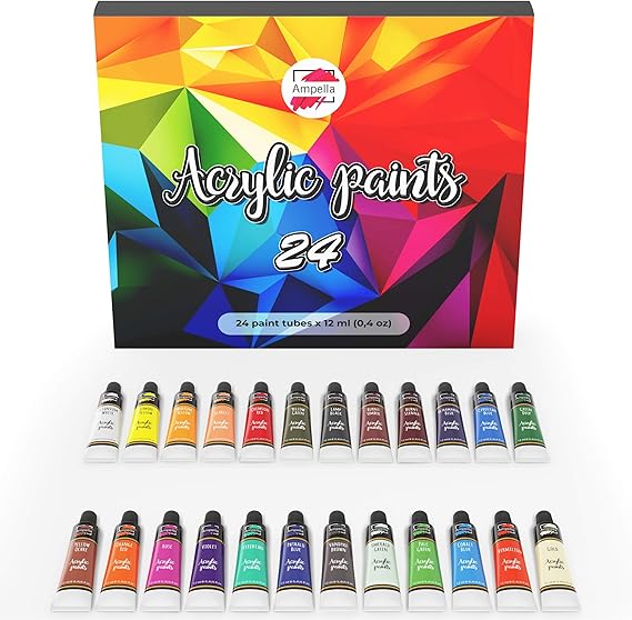 Acrylic Paint Set 24 Colors Tubes Acrylic Paints for