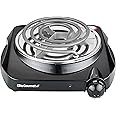 Elite Gourmet ESB301C Countertop Single Coiled Burner, 1100 Watts Electric Hot Plate, Temperature Controls, Power Indicator Lights, Easy to Clean, Black