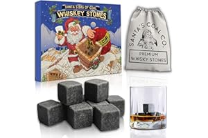 PELTO 15 Whiskey Stones in Gift Box w/Sack - Naughty List Christmas Stocking Stuffers for Men. Bourbon Bar Gadget Gifts for Dad, White Elephant for Him Husband Boyfriend Adults. Soapstone Scotch Rocks
