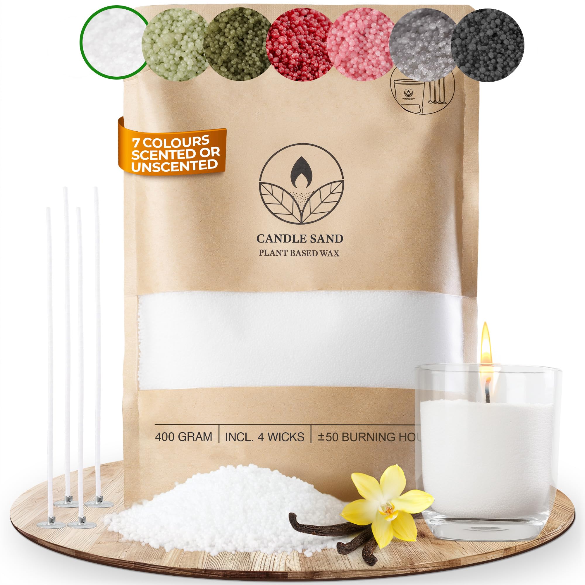 comforder Candle Sand and Wicks, Pearled Candle, Candle Making Supplies to Make Your Own Sand Candle, 400g Sand Wax Candle Granules + 4 Candle Wicks (White)