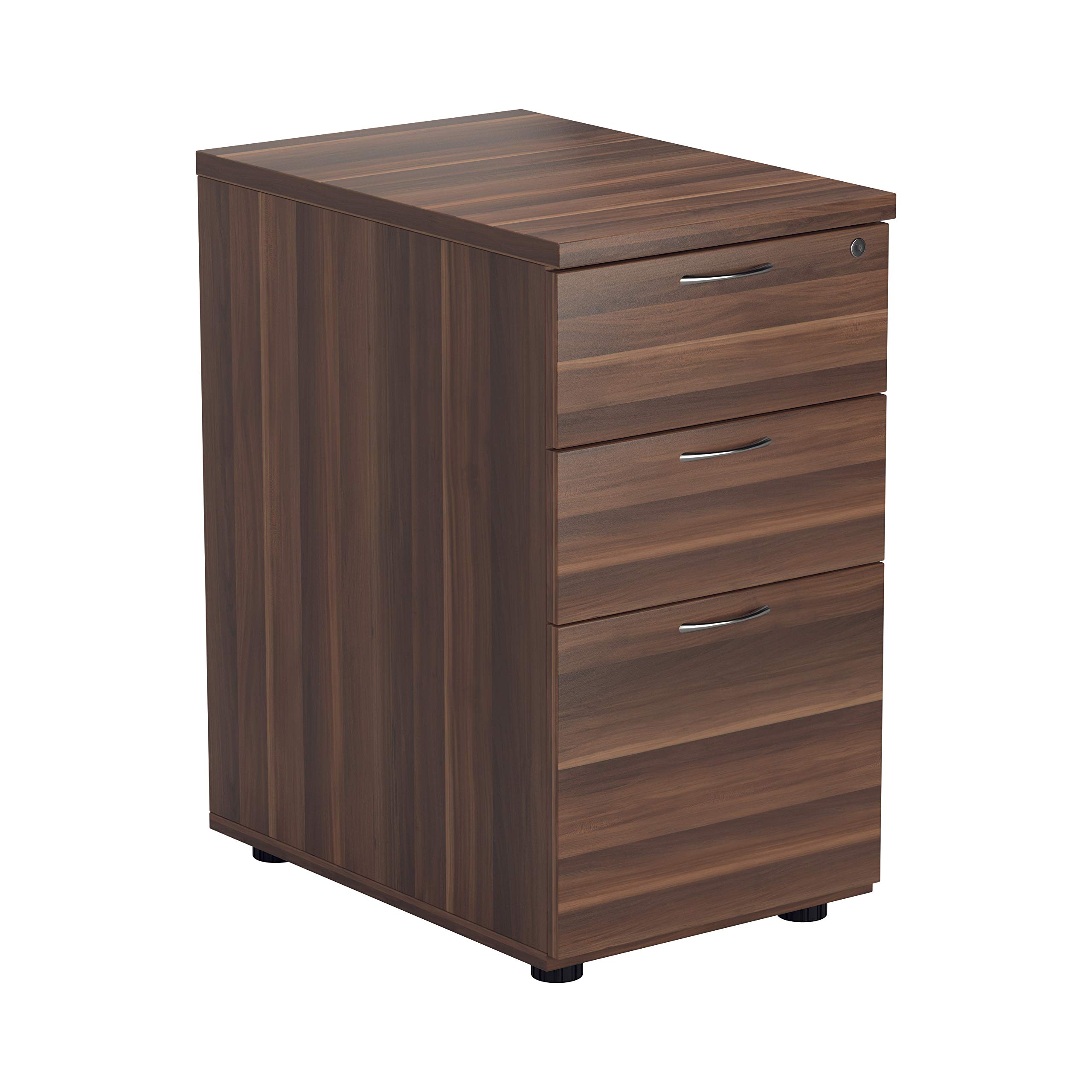 Office Hippo Heavy Duty Pedestal Filing Cabinet, File Cabinet, Office Cabinet, Lockable Filing Cabinet Office Storage, A4/Foolscap - Dark Walnut, 3 Drawer