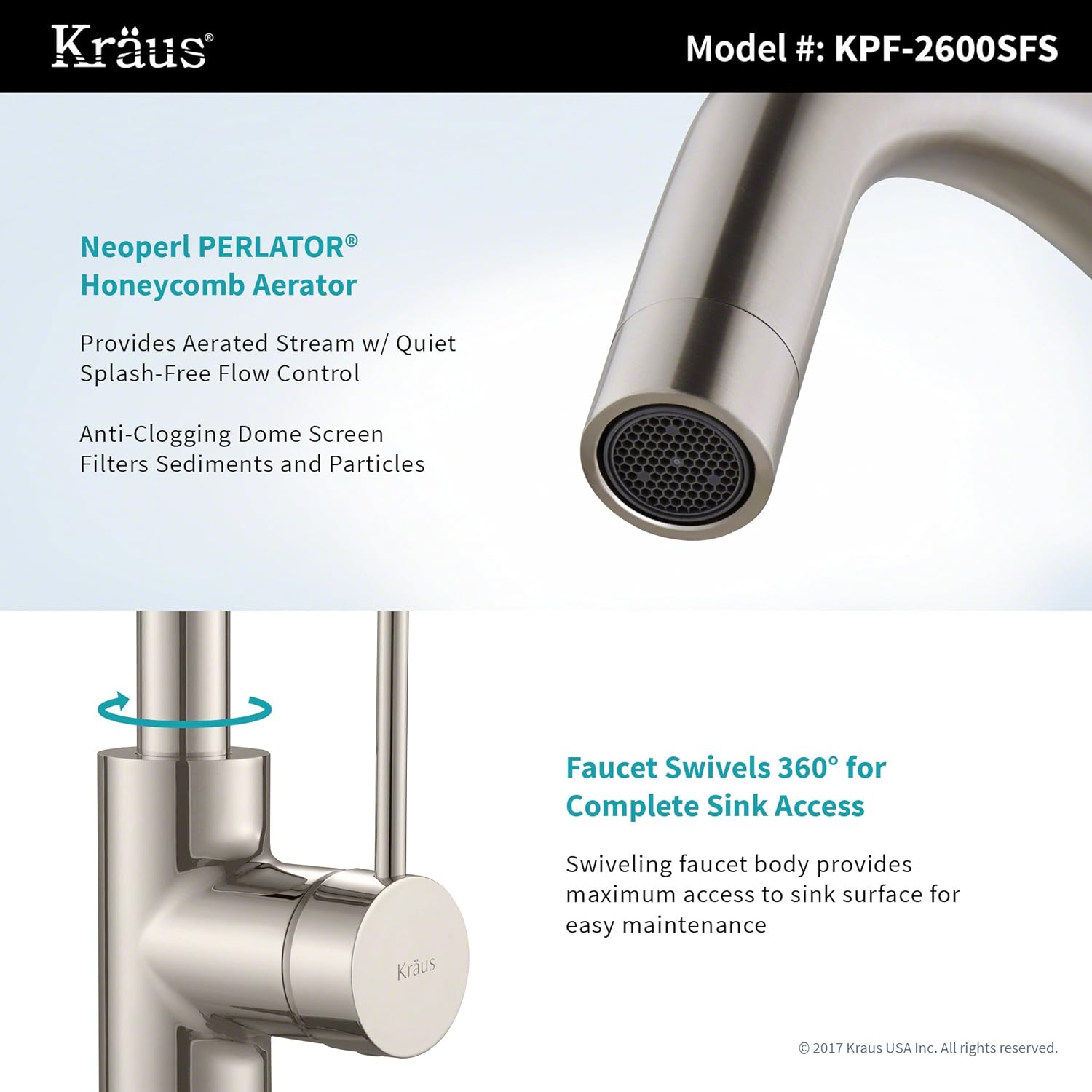 Kraus KPF-2600SFS Oletto Kitchen Faucet, 12.25 inch, Spot Free Stainless Steel - - 