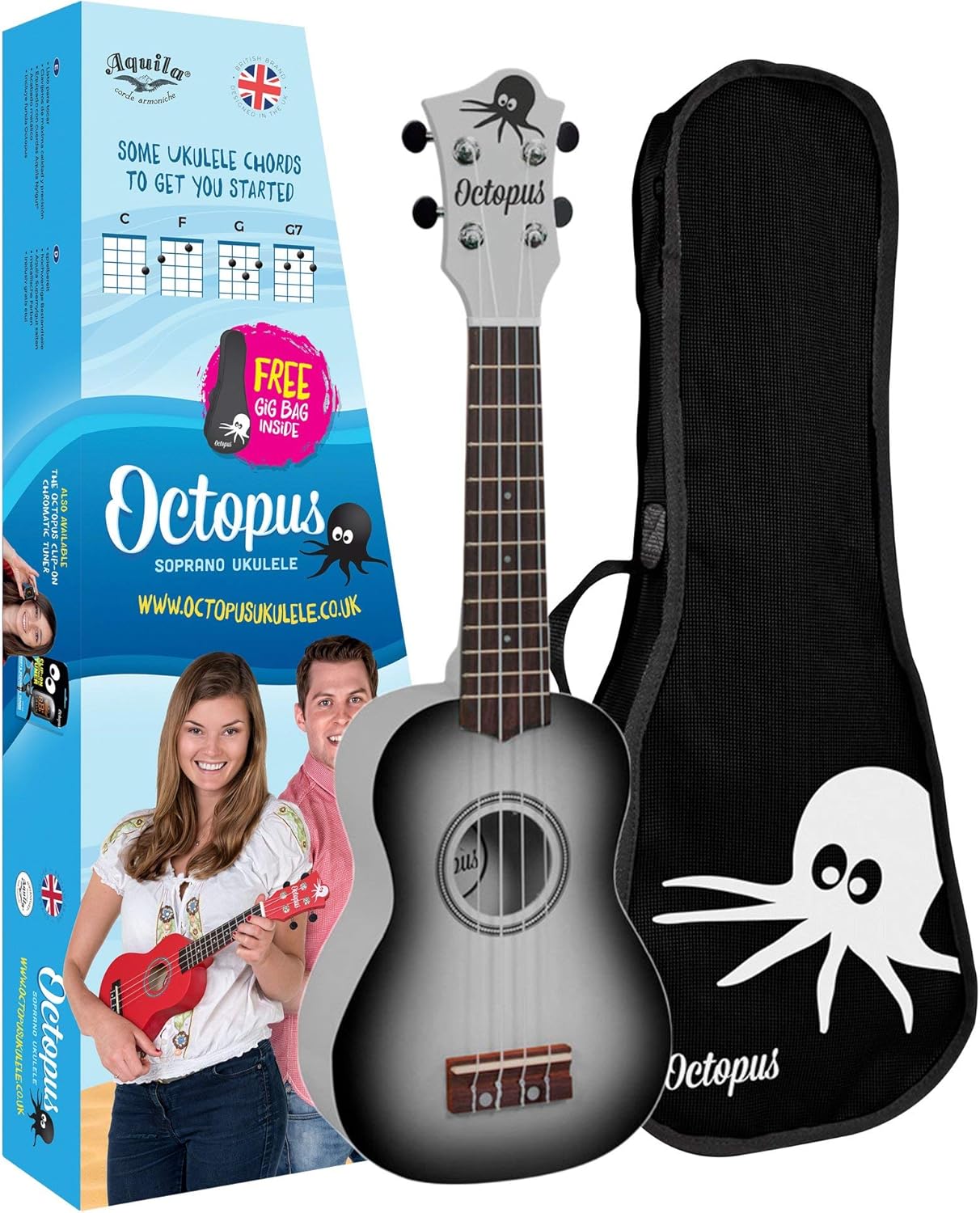 Octopus UK200BKB Soprano Ukulele, Metallic Black Burst Amazon.co.uk