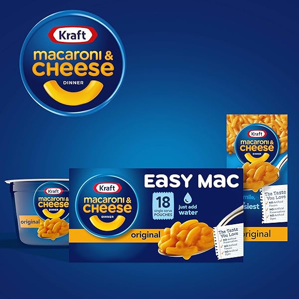 KRAFT EASY MAC ORIGINAL FLAVOR MACARONI AND CHEESE MEAL (18 POUCHES)