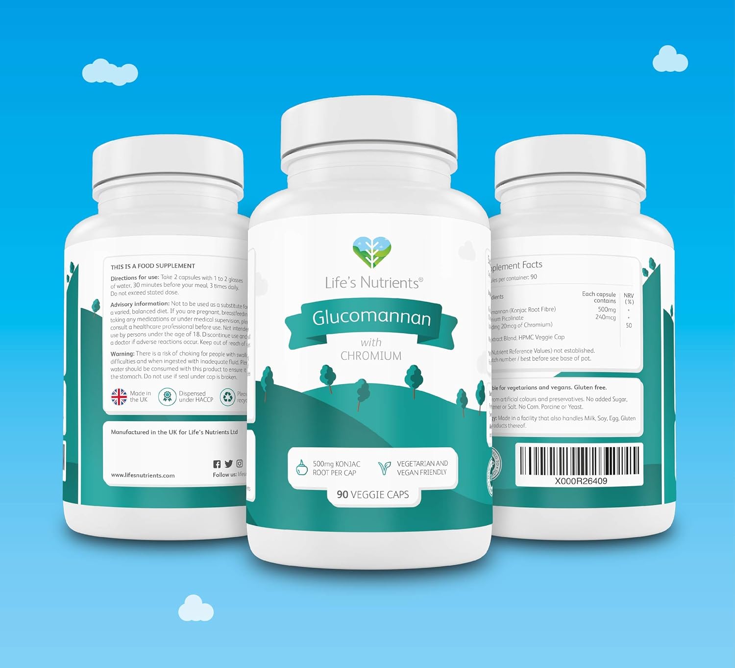 with Chromium 90 Capsules 500mg Konjac Root with 240mcg