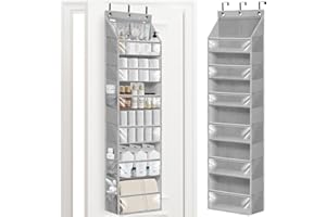 STORAGE MANIAC Over the Door Organizer Large Capacity Hanging Organizer, Clear Deep Pockets Behind Door Closet Organizer and Storage for Nursery, Bathroom, Bedroom, Pantry, 1 Pack Grey
