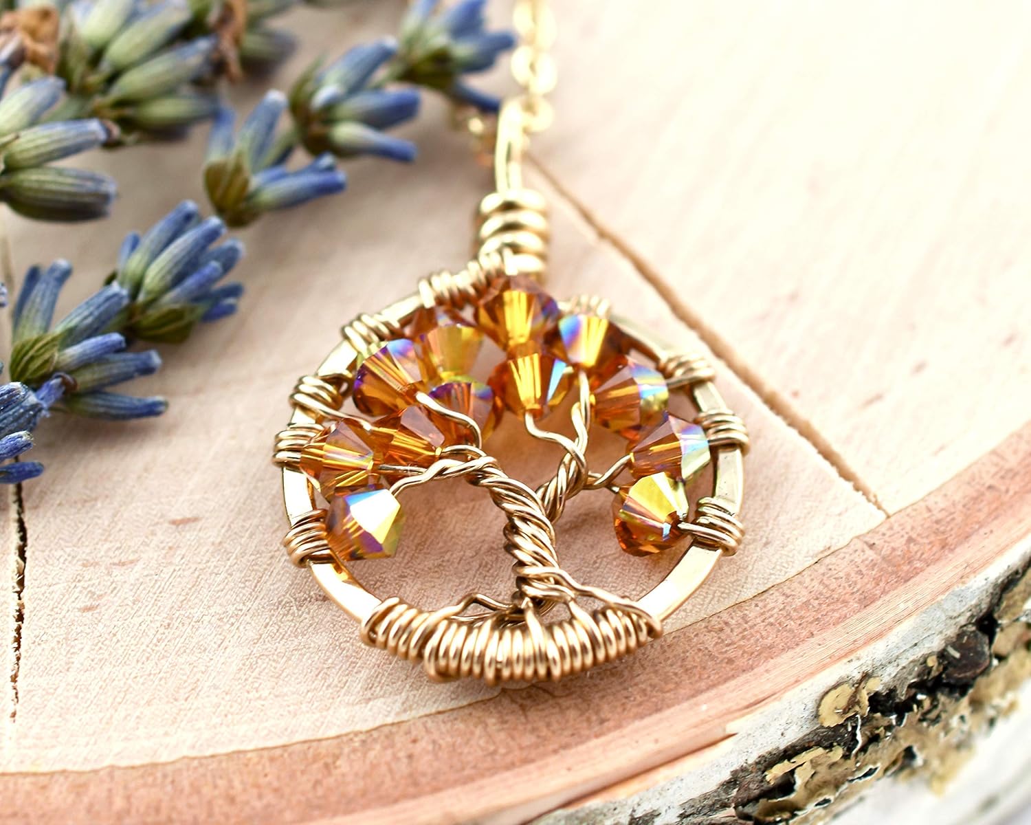 14k Tree of Life Necklace, November Birthstone Necklace