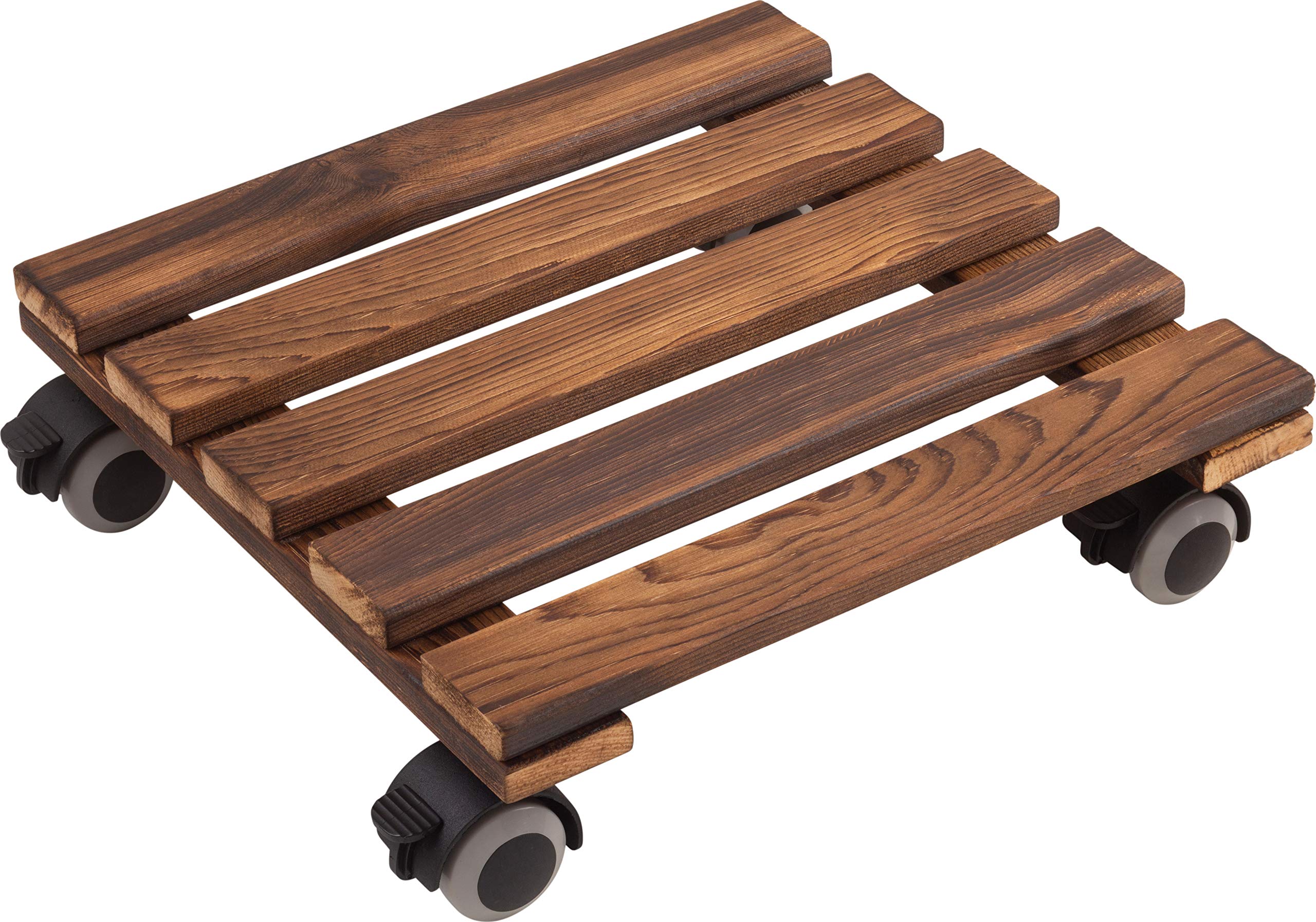 Metafranc Plant Trolley 300 x 300 mm - 60 kg Load Capacity - Pine Plate - Vintage Look - TPE Wheels with 4 Locks/Indoor Roller/Flower Roller/Transport Aid for Plants / 825270