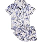 Floerns Women's Floral Pajamas Notch Collar Print Sleepwear Two Piece Pajama Set