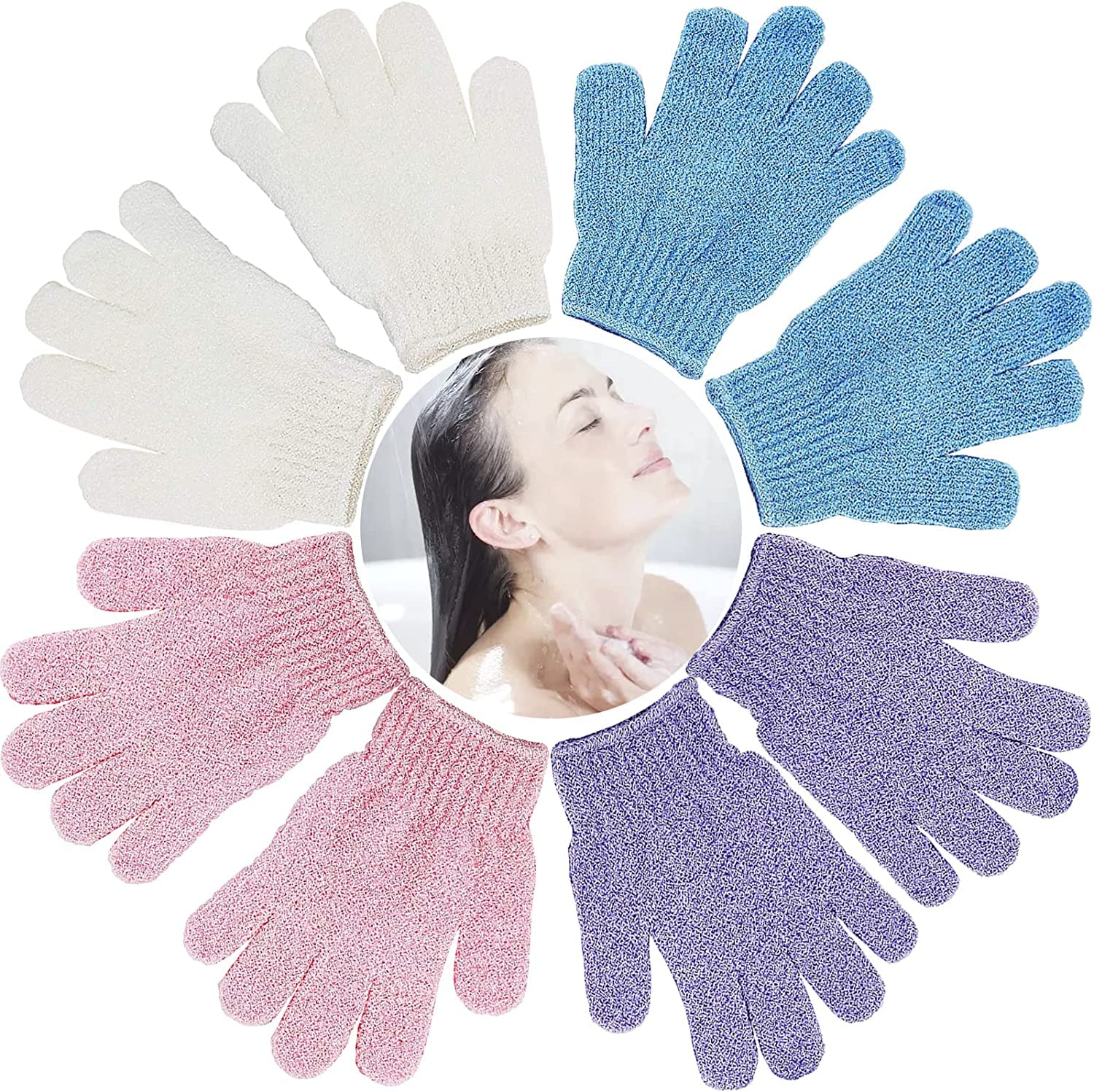 Photo 1 of 8 PCS ROTOPATA Deep Exfoliating Gloves Mitt with Hanging Loop for Shower, Spa, Body Scrubs, Dead Skin Cell Remover Bathing Accessories