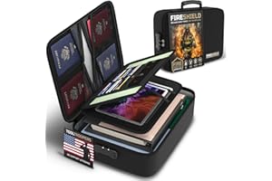 TOOL TROOPERS FIRESHIELD PRO 5200°F Fireproof Document Box with Lock – Fire Safe Organizer with Laptop, Tablet & Cards Pockets – Water Resistant, Multi-Pocket Storage for Travel, Home or Office – 15" x 11" x 4.1"