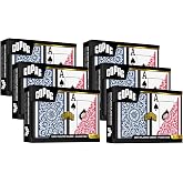 Copag 1546 Design 100% Plastic Playing Cards, Poker Size (Standard) Red/Blue (Jumbo Index, 6 Sets)