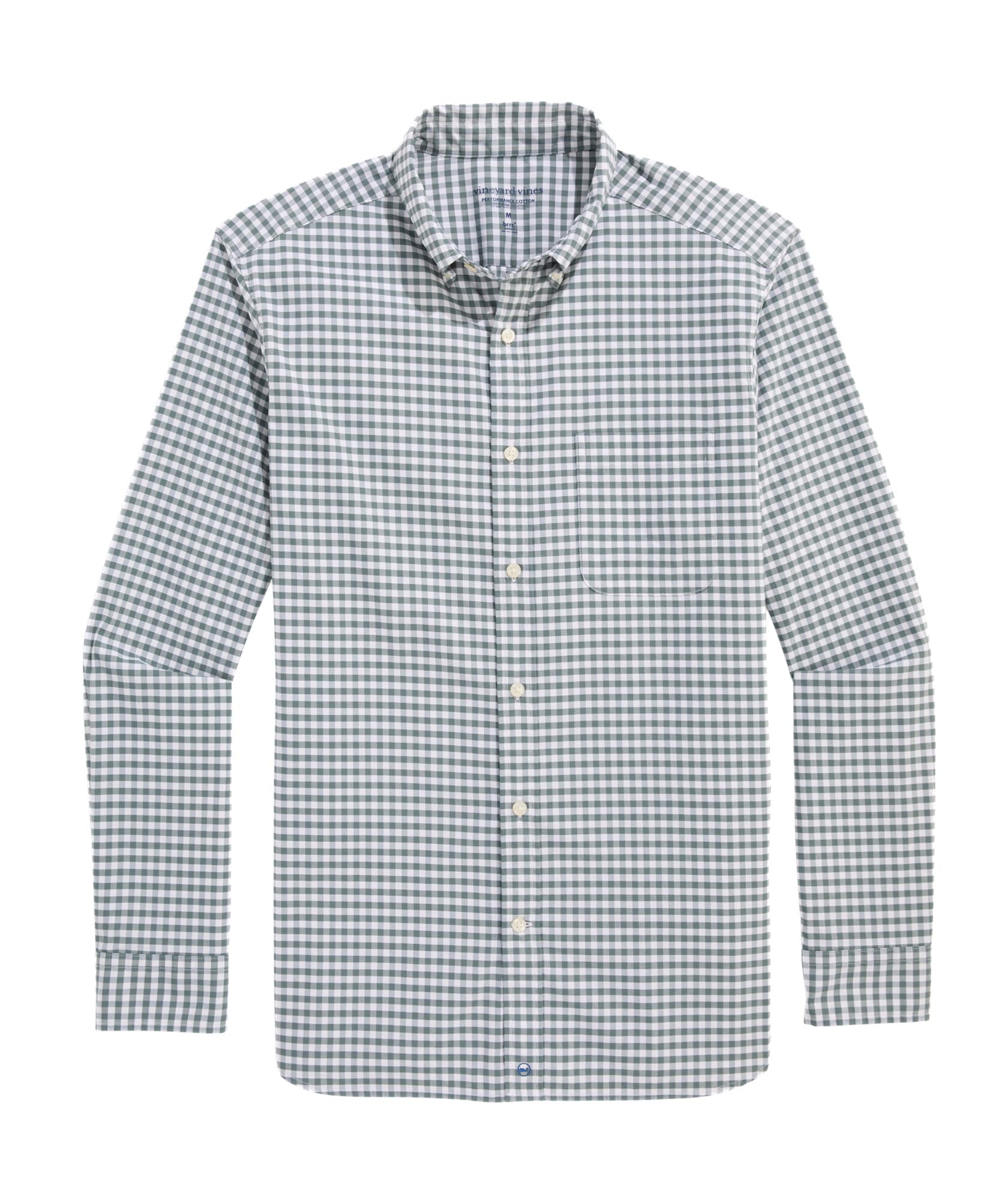 vineyard vines Skysail Gingham Performance Cotton Shirt, Balsam, XS