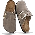 Project Cloud Genuine Leather Clogs for Women Shoes - Memory Foam Insole Womens Clogs - Non-Slip Women's Clogs and Mules - Cork Footbed Arch Support Fall Shoes for Women 2024 (Manchester)