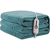Heated Electric Blanket 62"x84" Twin Size, Soft Coral Fleece Electric Blanket with 4 Heating Levels & 10 Hours Auto-Off,Fast Heating, Warm Cozy, Machine Washable for Home & Office - Teal
