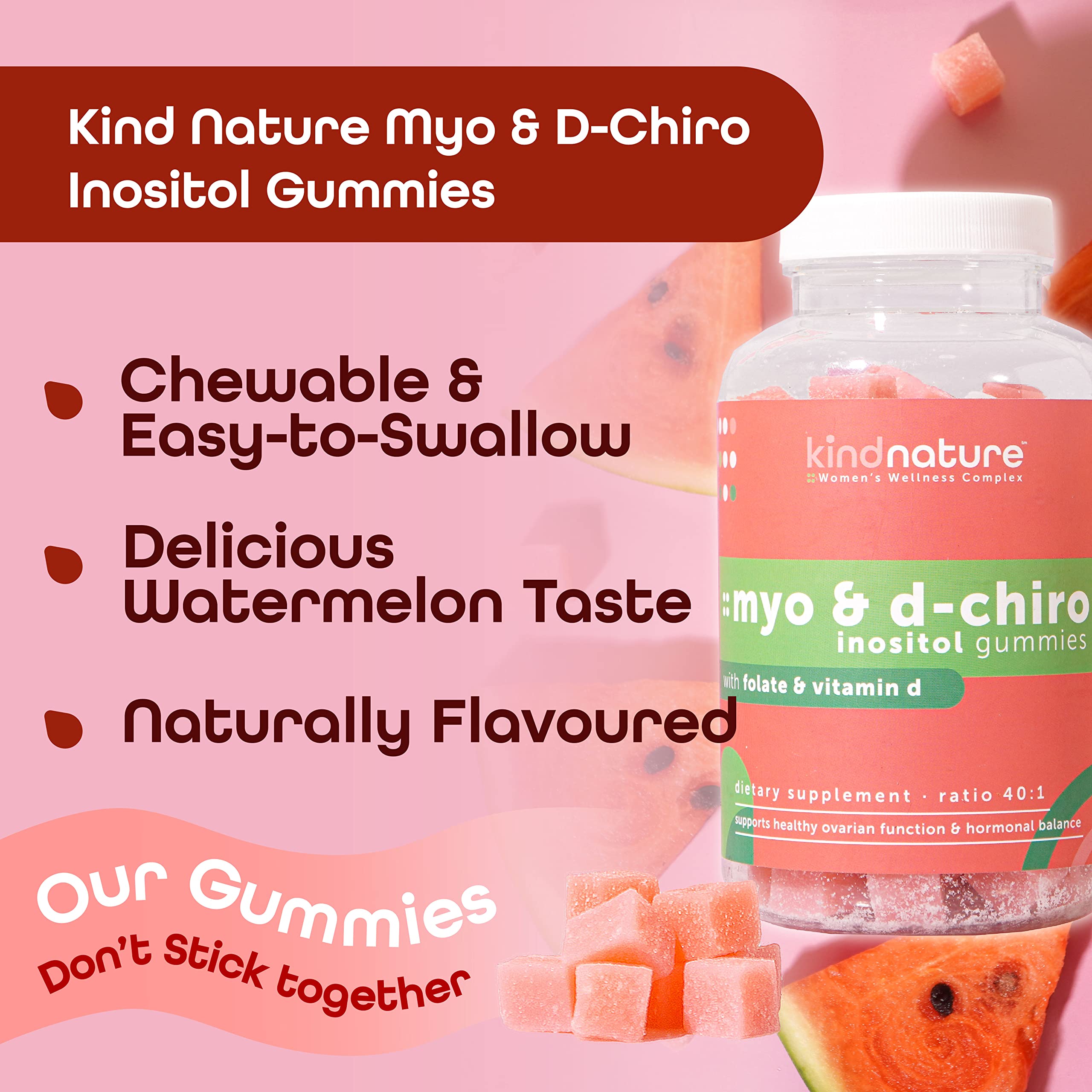 kindnature Dual-Pack: Myo-Inositol & D-Chiro Gummies for Women’s Health & High Absorption Magnesium Gummies for Calm & Sleep